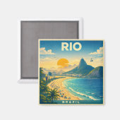 Rio Brazil Vintage Travel Poster Magnet マグネット (正面/裏面)