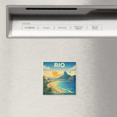 Rio Brazil Vintage Travel Poster Magnet マグネット (インサイチュ (食洗機))