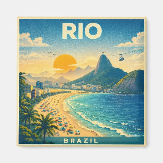 Rio Brazil Vintage Travel Poster Magnet マグネット (正面)