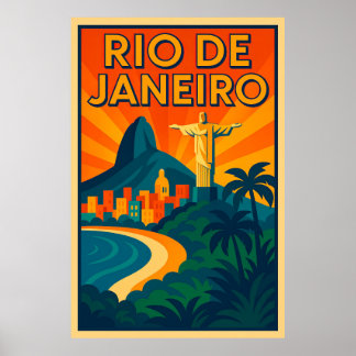 Rio de Janeiro Art Deco Travel Poster  ポスター