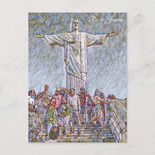 Rio de Janeiro, Brasil, Cristo Redentor Art ポストカード (正面)