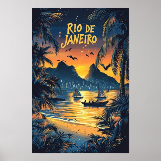 Rio de Janeiro Brazil Art Vintage Travel ポスター (正面)