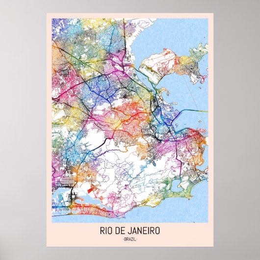 Rio de Janeiro Brazil City Map ポスター (正面)