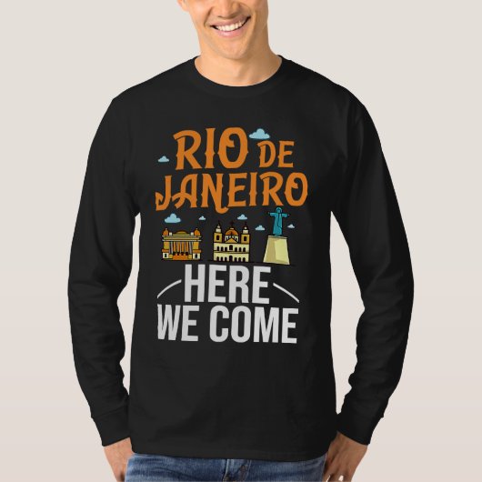 Rio de Janeiro Brazil City Trip Skyline Map Travel Tシャツ (正面)