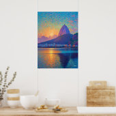 Rio de Janeiro Christ the Redeemer Pointillism Art ポスター (キッチン)