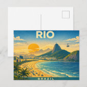 Rio de Janeiro Retro Travel Postcard ポストカード (正面/裏面)