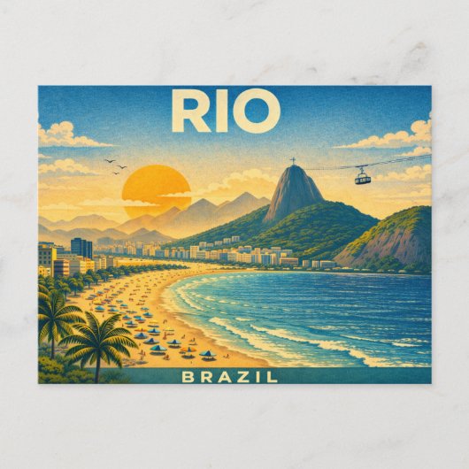 Rio de Janeiro Retro Travel Postcard ポストカード (正面)