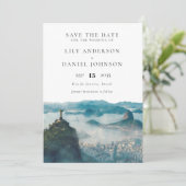 Rio de Janeiro Skyline Watercolor Photo Wedding セーブザデート (スタンド正面)