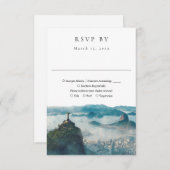Rio de Janeiro Skyline Watercolor Wedding 出欠カード (正面/裏面)