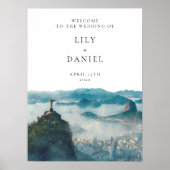 Rio de Janeiro Skyline Wedding Welcome Sign ポスター (正面)