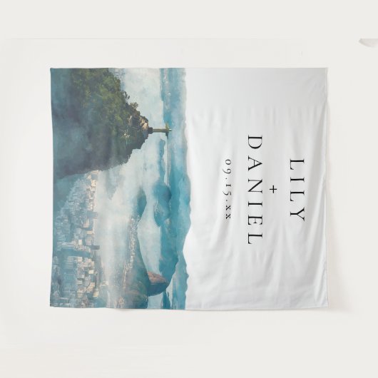 Rio de Janeiro Wedding Photo Backdrop タペストリー (正面(横))