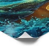 Río de Oro en Bosque de Fantasía - Paisaje Mágico  ポスター (コーナー)