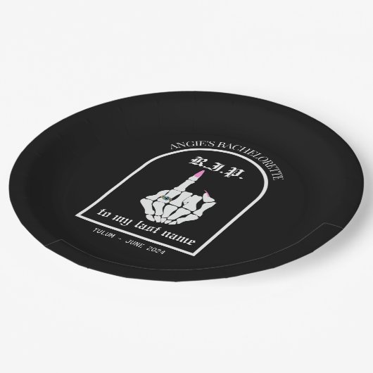 RIPから姓へのバチェロレッテ紙プレート ペーパープレート (アングル)