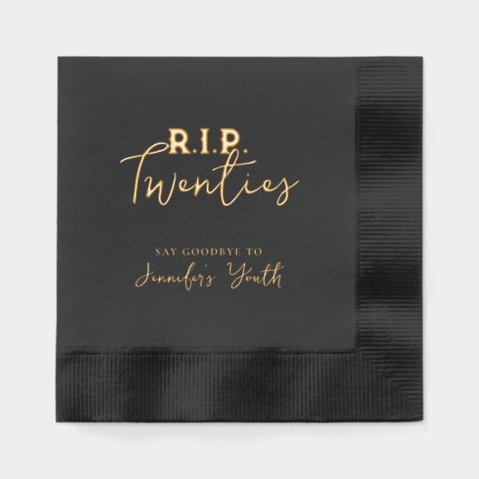 RIPから私の20代ブラック30歳の誕生日パーティー 箔ナプキン (正面)