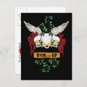 RIPイビルスカルハロウィーン招待状と血文字 インビテーションポストカード (正面/裏面)