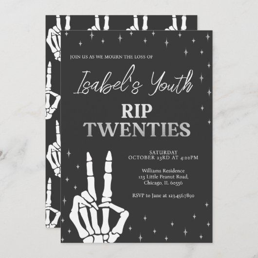 RIPティーンズハロウィーン誕生日 招待状 (正面/裏面)