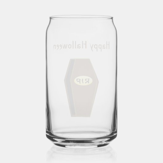 RIPハロウィンの棺のドームカスタム ガラス缶 (裏面)