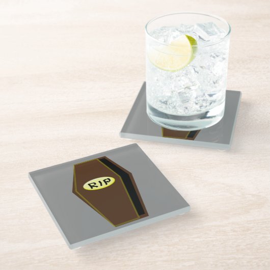RIPハロウィーンのドゥームの棺 ガラスコースター (アングル)
