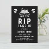 RIPフェイクIDおもしろいビール飲み冗談21歳の誕生日 招待状 (スタンド正面)