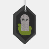 RIP墓石 ハッピーハロウィン ガラスオーナメント (正面右)