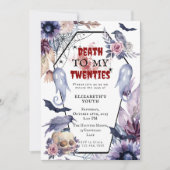 RIP20代ゴシックのハロウィーンの誕生日 招待状 (正面)