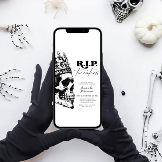 RIP20代スカルハロウィーン30歳の誕生日 招待状