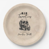 RIP20代不気味ヴィンテージスカル誕生日パーティー ペーパープレート (正面)