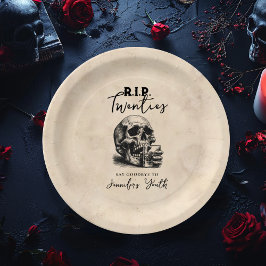 RIP20代不気味ヴィンテージスカル誕生日パーティー ペーパープレート