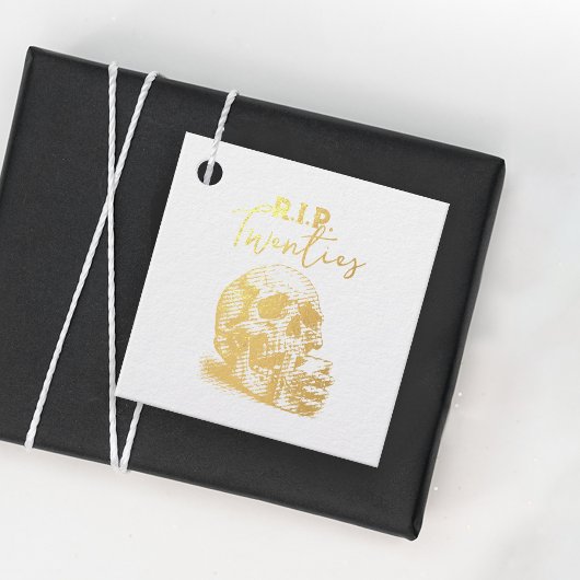 RIP20代金ゴールドヴィンテージスカル誕生日パーティー フェイバータグ