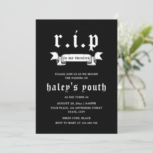 RIP20年代おもしろい死の葬儀30歳 招待状 (スタンド正面)
