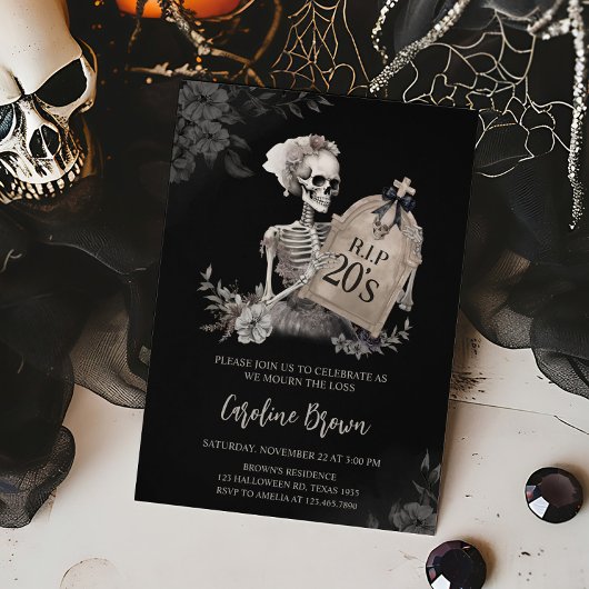 RIP20年代ゴシックスカル誕生日招待状 招待状