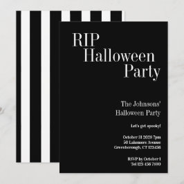 RIP ハロウィンパーティー 黒白ストライプ 招待状