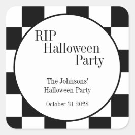 RIP ハロウィン ブラック＆ホワイト チェック パーティー スクエアシール
