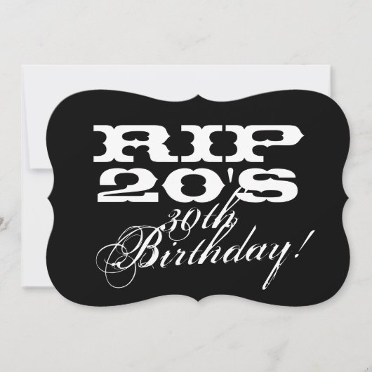 RIP 20の黒い30歳の誕生日パーティの招待状 招待状 (正面)