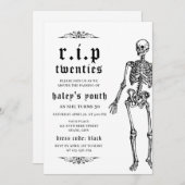 RIP 20代スケルトン30歳おもしろいの誕生日 招待状 (正面/裏面)