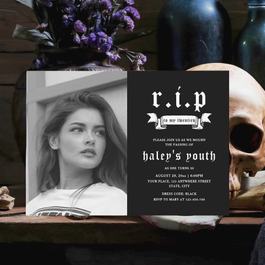 RIP 20代20代おもしろい葬儀30歳の誕生日の写真 招待状