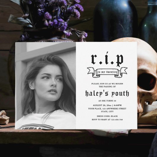 RIP 20代20代おもしろい葬儀30歳の誕生日の写真 招待状