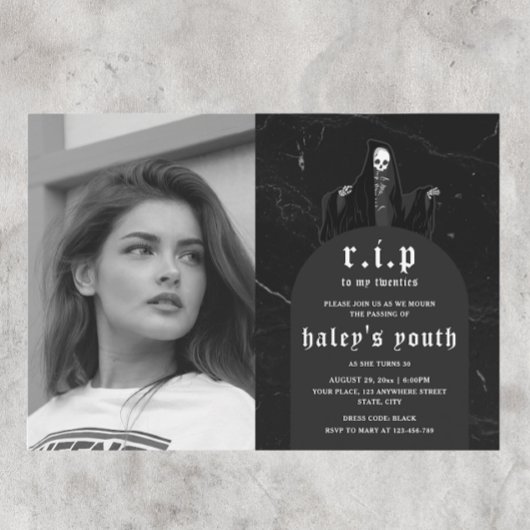 RIP 20代20代おもしろい葬儀30歳の誕生日の写真 招待状
