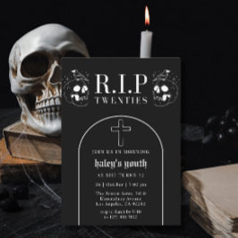 RIP 20代 おどろおどろしい 黒いドクロ 30歳の誕生日 招待状