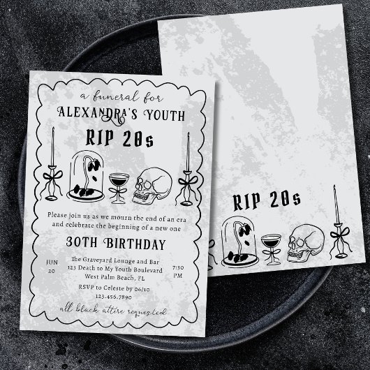 RIP 20代 ドゥードル ストーン調 告別式 30歳の誕生日 招待状