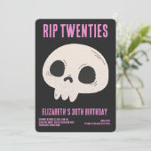RIP 20代 ブラックピンク ユニークドクロ 30歳誕生日パーティー 招待状 (スタンド正面)