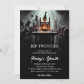 RIP 20代 20歳代のユーモアあふれるスケルトンデザイン 30歳の誕生日 招待状 (正面)