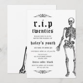 RIP 20代 30歳の誕生日におくるユーモアのあるスケルトンデザイン 招待状 (正面/裏面)