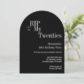 RIP 20代 30歳の誕生日パーティ 黒と白 招待状 (スタンド正面)