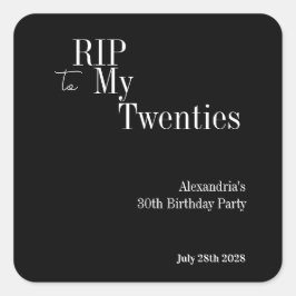 RIP 20代 30歳の誕生日 ブラック&ホワイトパーティー スクエアシール