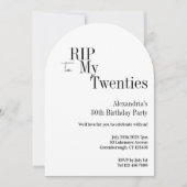 RIP 20代 30歳の誕生日 ミニマルパーティー 招待状 (正面)