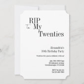 RIP 20代 30歳の誕生日 ミニマルパーティー 招待状 (正面)