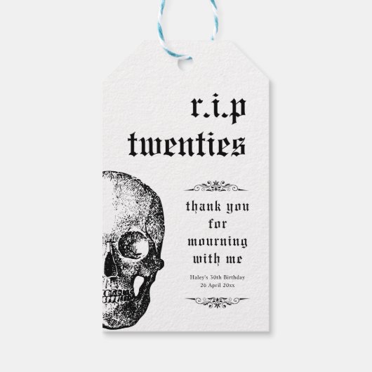 RIP 20年代20代おもしろい葬儀スカル30歳 ギフトタグ (裏面)