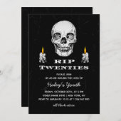 RIP 20年代20代スカルゴシック様式ブラック30歳の誕生日 招待状 (正面/裏面)