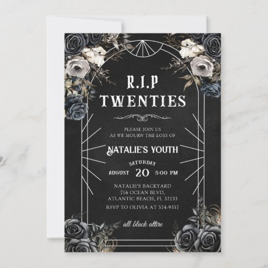 RIP 20歳私の若者への30歳の誕生日の死 招待状 (正面)
